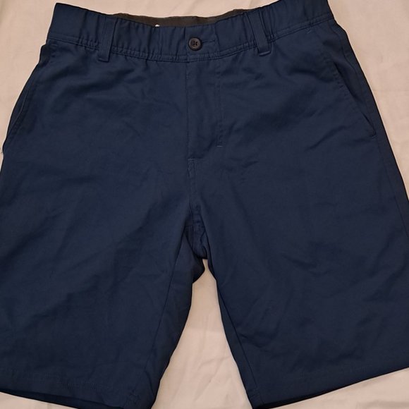Columbia Men's Dark Blue Flat Front Mid Rise Slash Pocket Chino Shorts Sz 30/ 40 - Picture 2 of 3